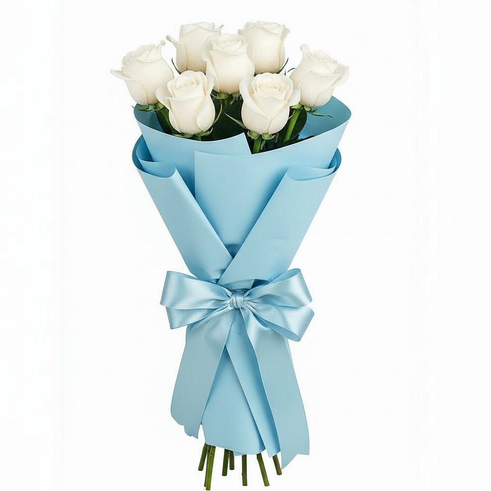 Букет 7 белых роз Проуд в Тарумовке
