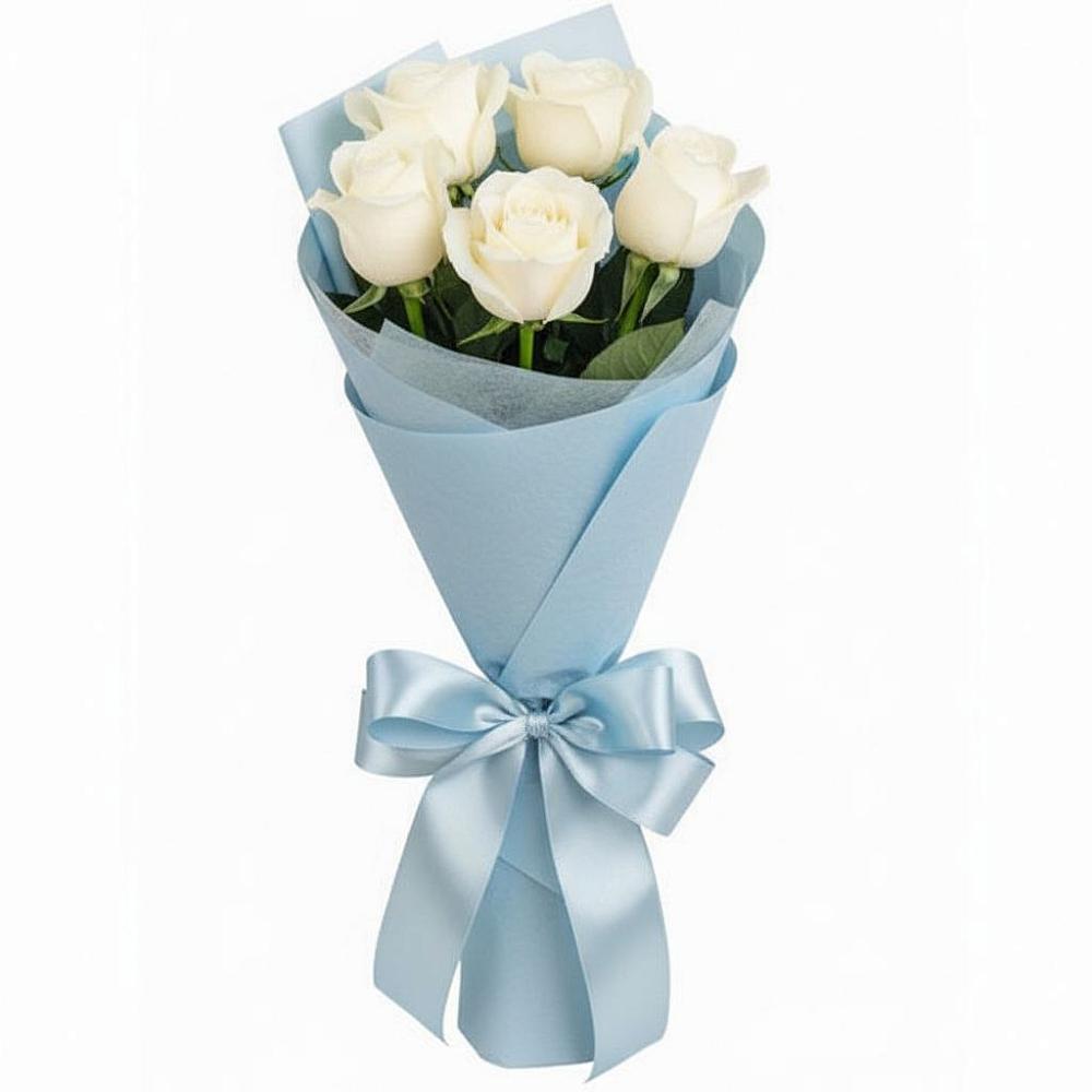 Букет 5 Белых роз Проуд в Тарумовке