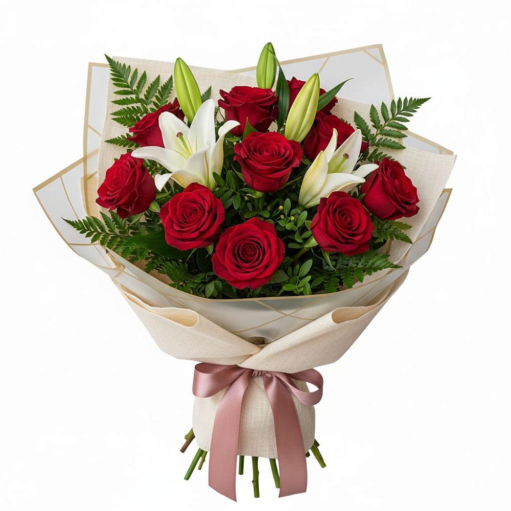 Букет цветов из: Лилии и Розы в Тарумовке