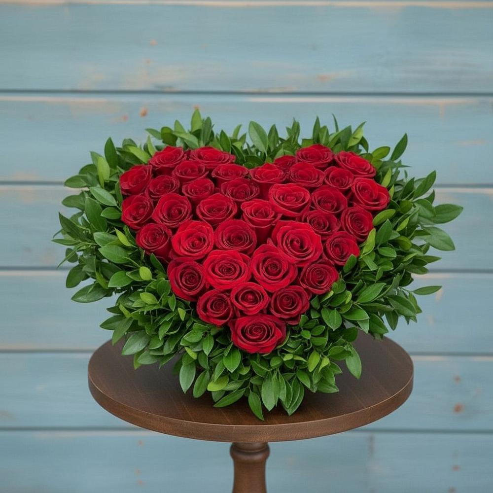 Цветочная композиция из Розы в виде сердца в Тарумовке