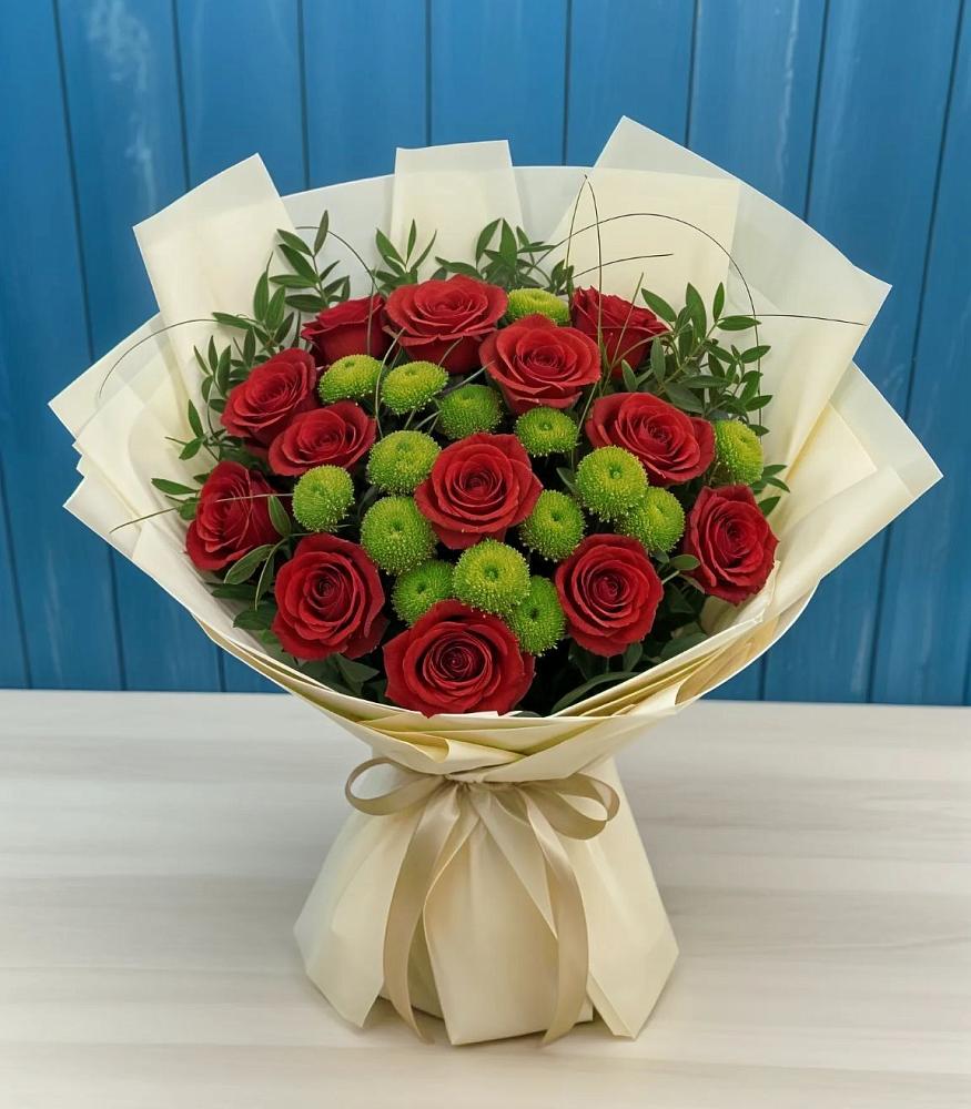 Букет цветов из: Розы и Хризантемы в Тарумовке