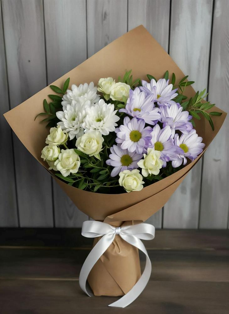 Букет цветов из: Хризантемы и Розы в Тарумовке
